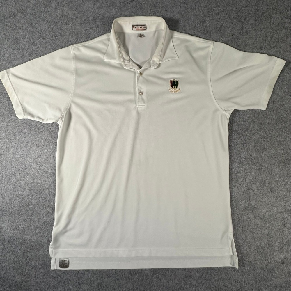 Peter Millar Polo Shirt Large White Mens Pine Valley Golf Club Summer Comfort